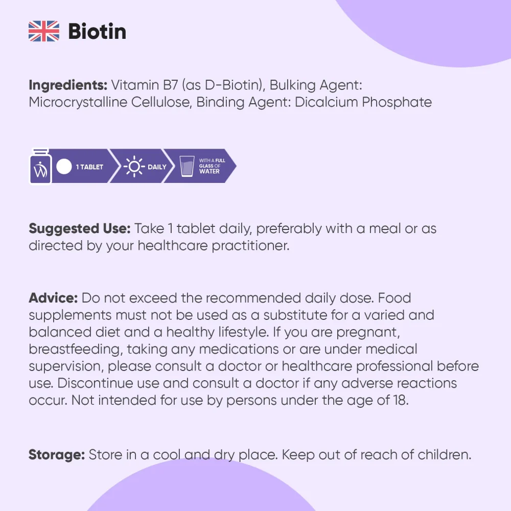 Biotin Vitamin B7 Tablets - Image 7