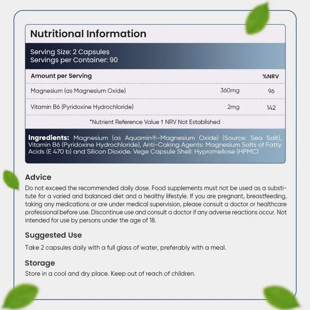 Marine Magnesium + Vitamin B6 Capsules - Image 7