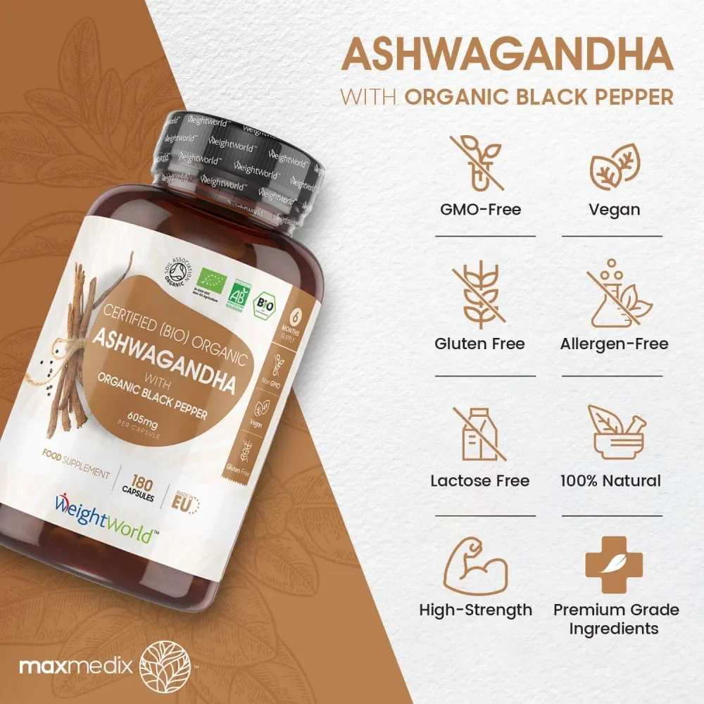 Organic Ashwagandha with Black Pepper Capsules - Image 3