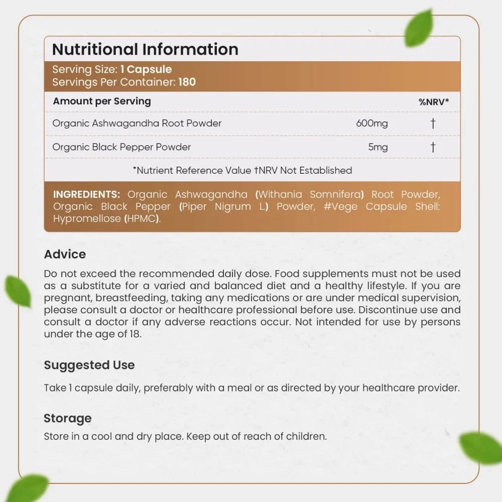 Organic Ashwagandha with Black Pepper Capsules - Image 6