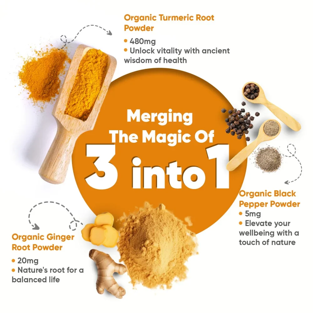 Organic Turmeric with Ginger & Black Pepper  Capsules - Image 4